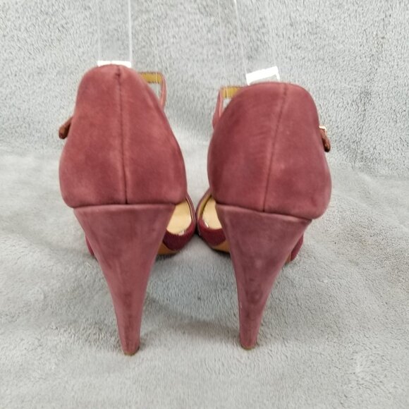 Badgley Mischka Shoes Womens 6 Red Suede Dancing Ankle Strap Heels Rockabilly - Picture 5 of 12